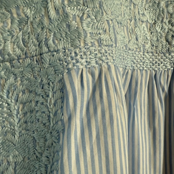 J. Marie embroidered stripe peasant top crochet trim sleeves - Picture 8 of 11